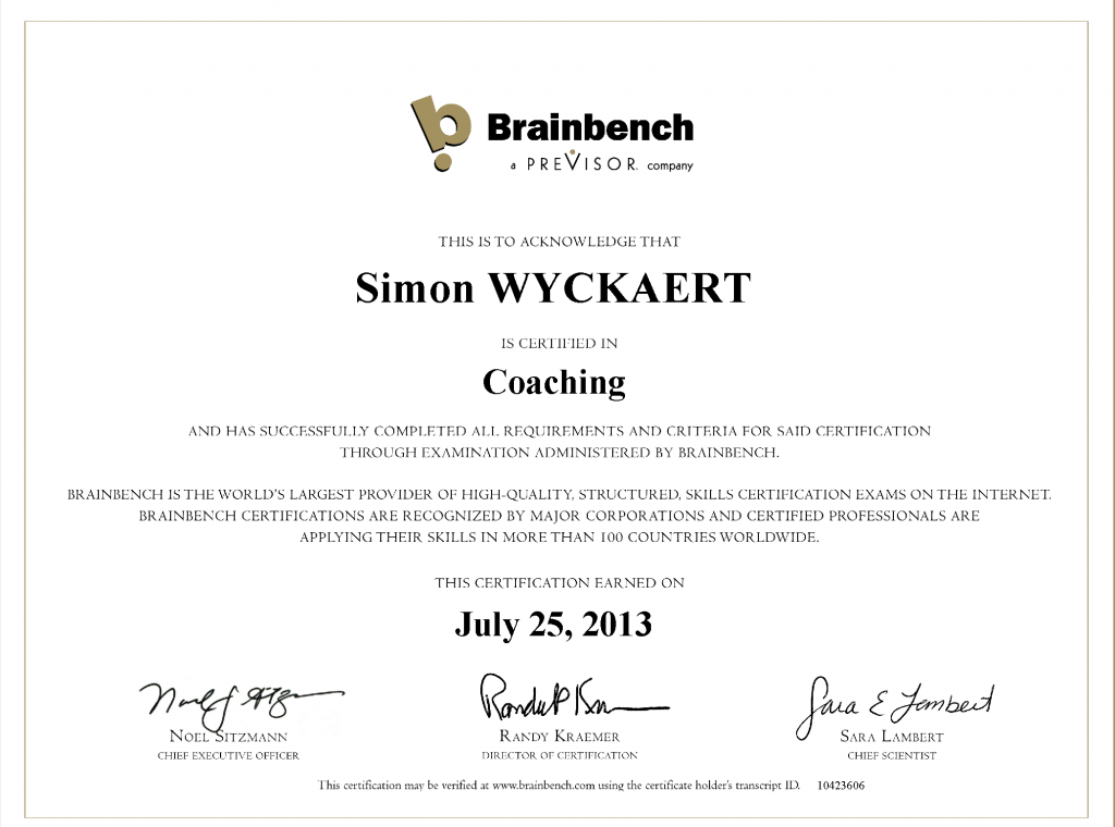 Certificat Coaching Brainbench